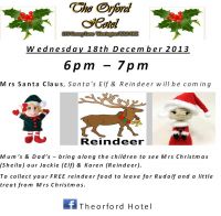 Mrs Santa, an Elf and a Reindeer come to The Orford Hotel